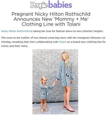 Pregnant Nicky Hilton Rothschild Announces New 'Mommy + Me' Clothing Line with Tolani