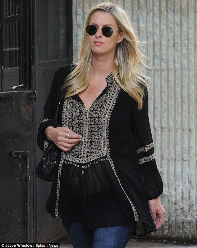Nicky Hilton featured in DailMail.com in Tolani's Lauren Black Embroidered Top