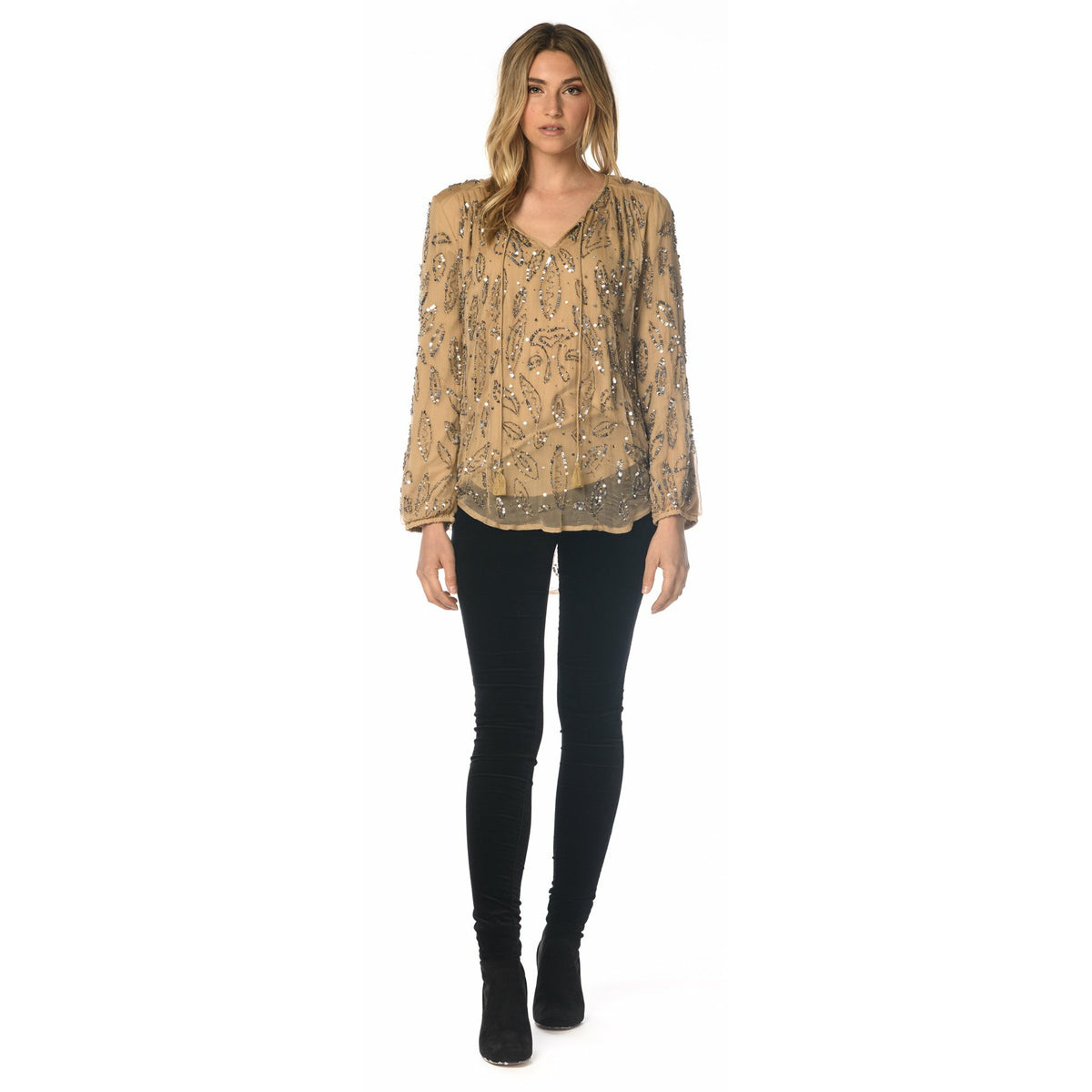 Janessa Sequins Nude Top – Tolani