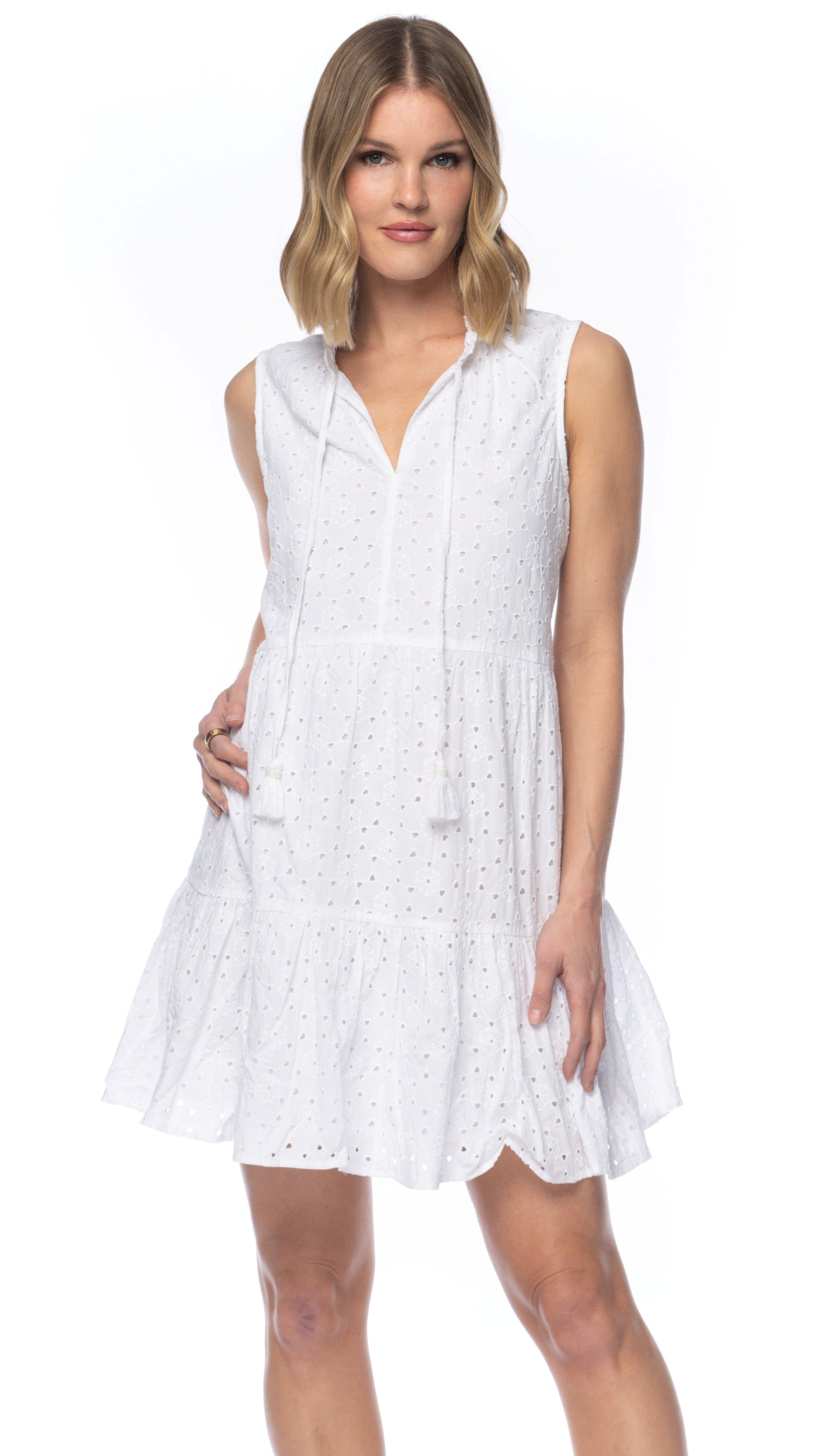 hailey layered eyelet dress Hailey Navy Eyelet Dress