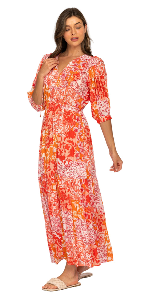 burnt orange floral dress