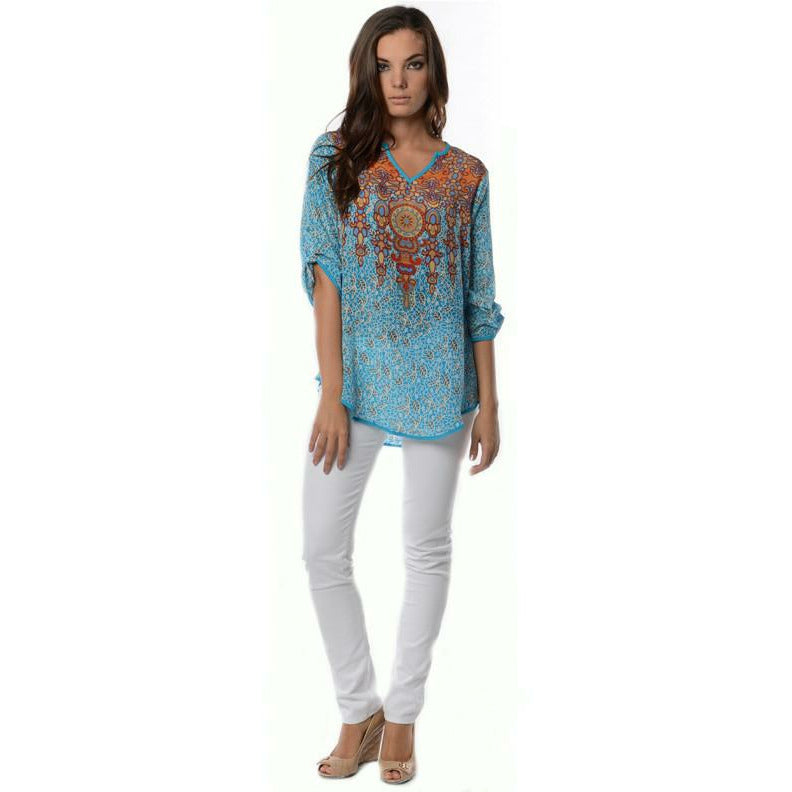 Silk Molly Turquoise Tunic Top