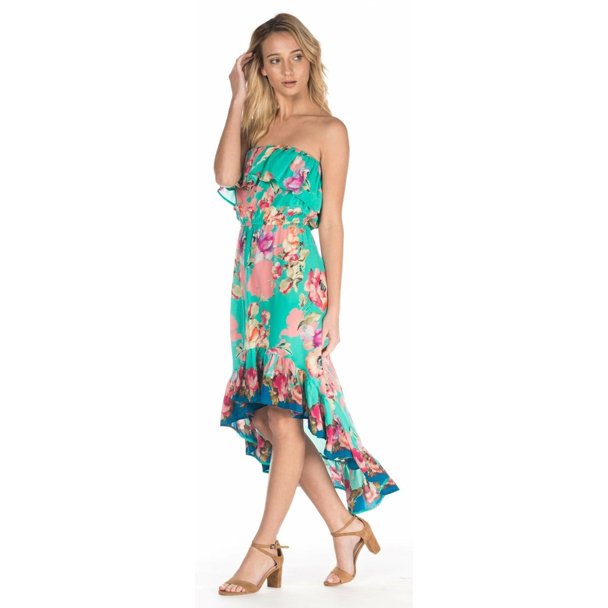 tolani silk dress Tolani Morgan Silk Dress Turquoise Floral